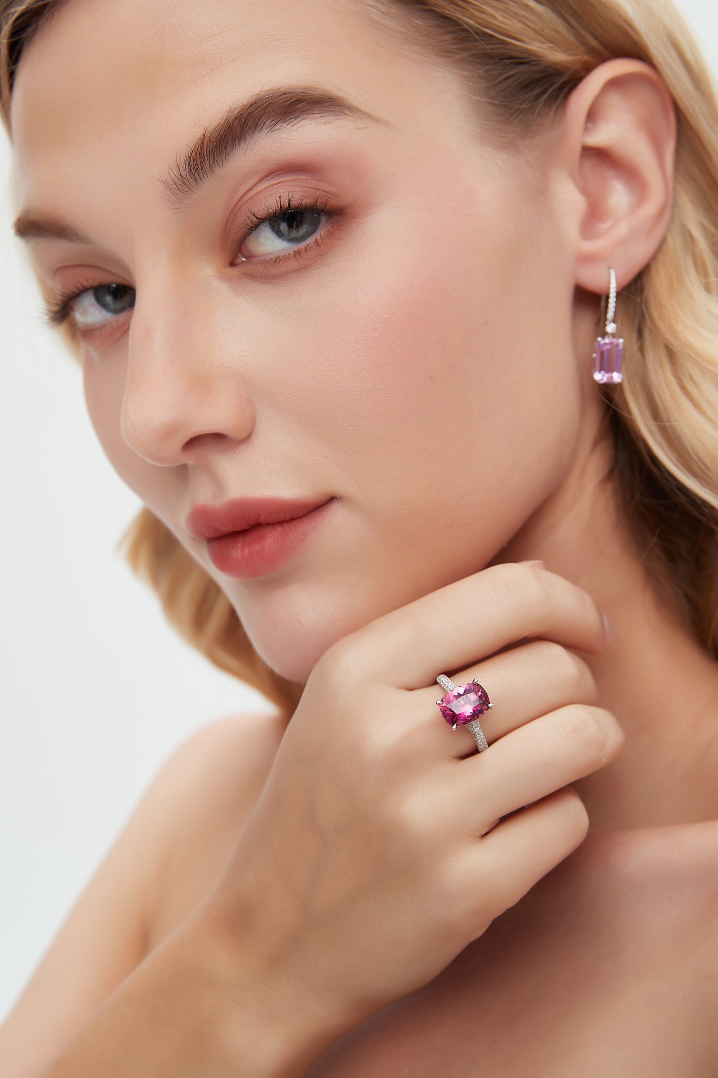 Pink Tourmaline Diamond Ring