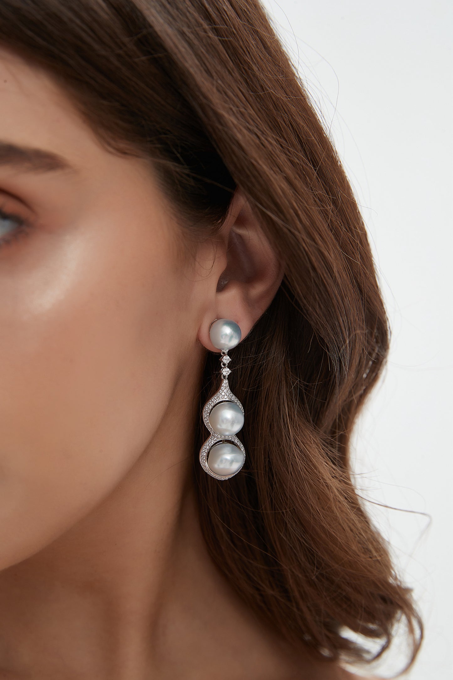 Baroque Seawater Pearl Earrings with Fancy Diamond