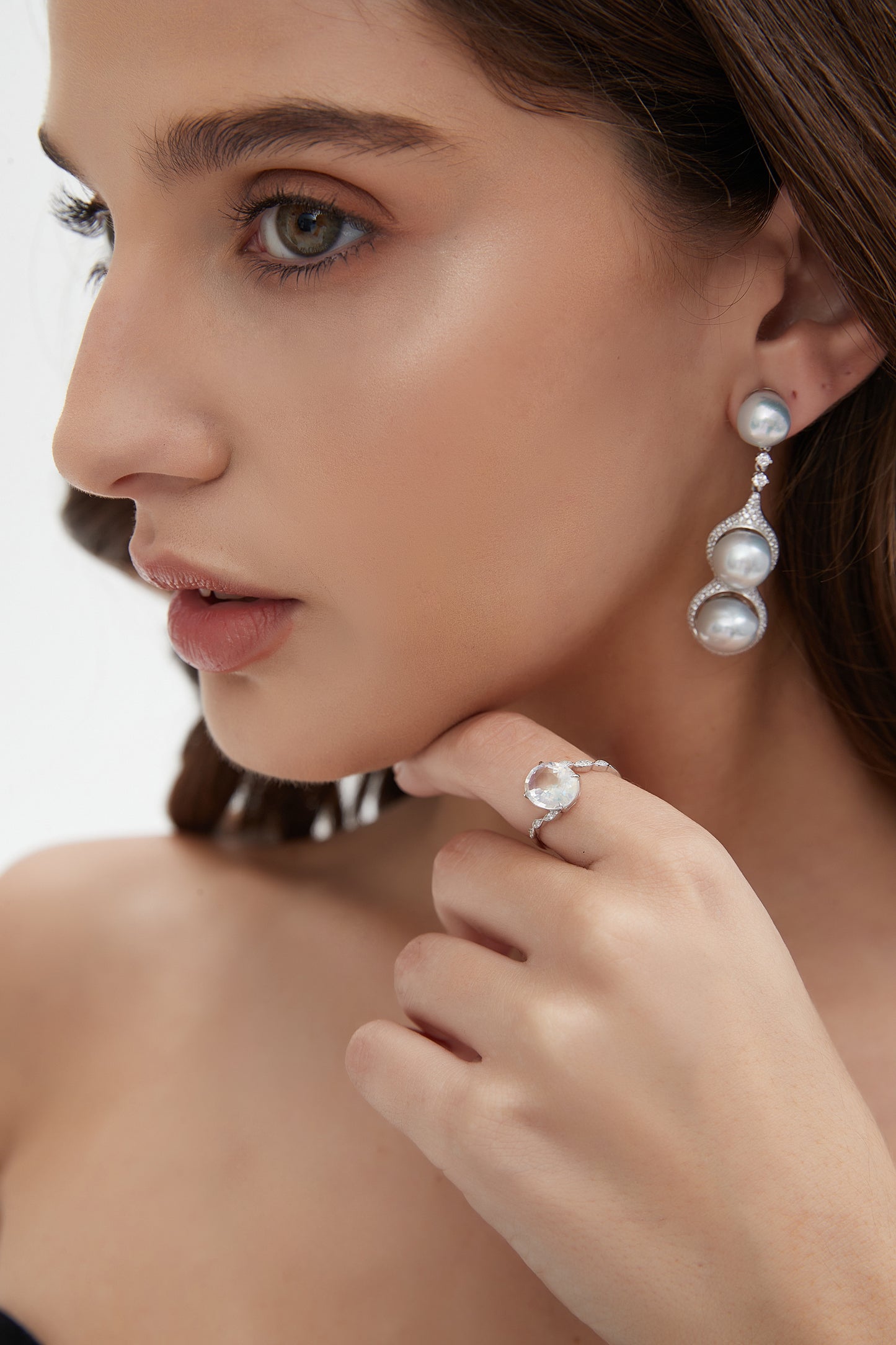 Baroque Seawater Pearl Earrings with Fancy Diamond