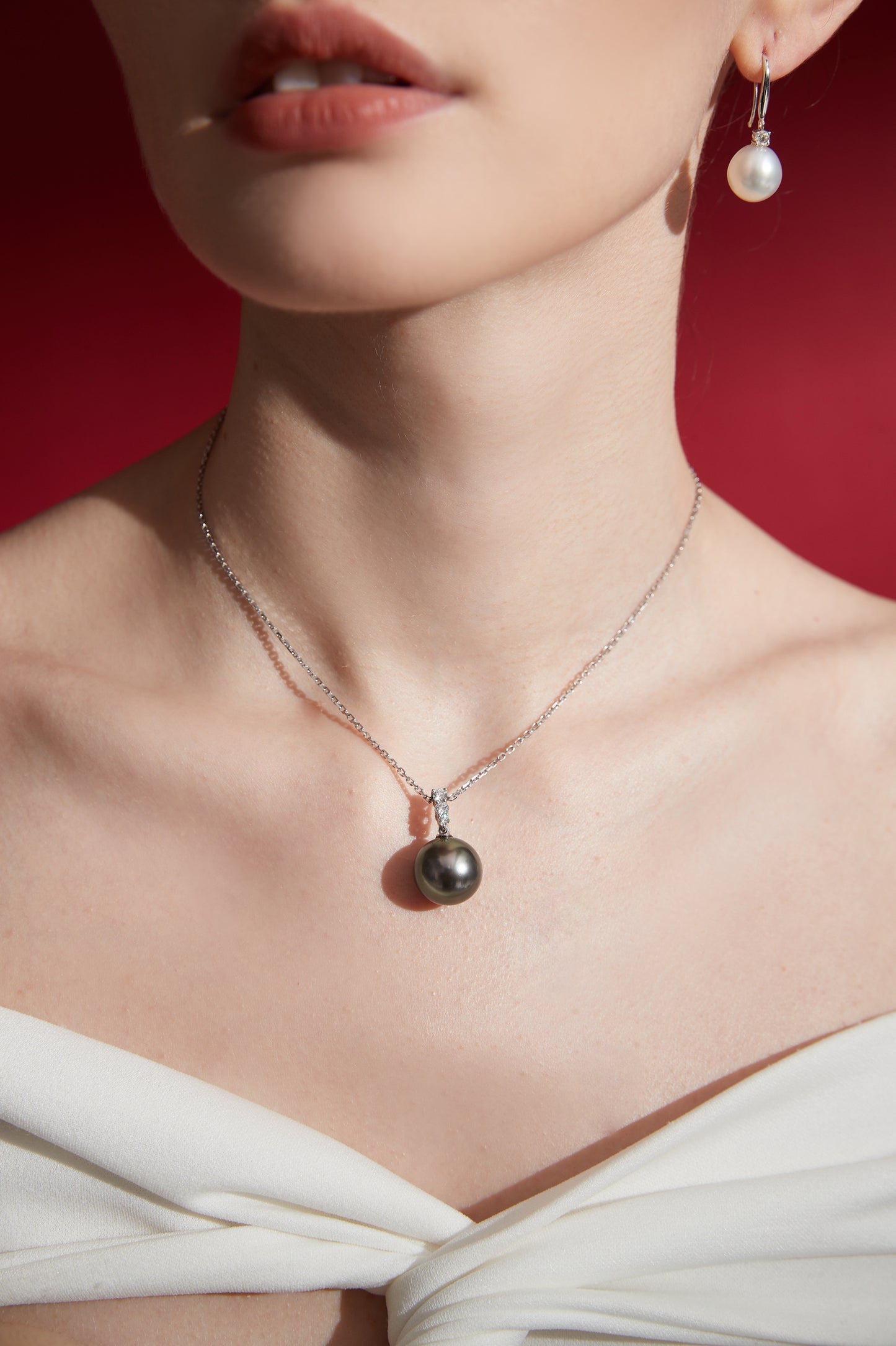 Tahitian Black Pearl Diamond Necklace
