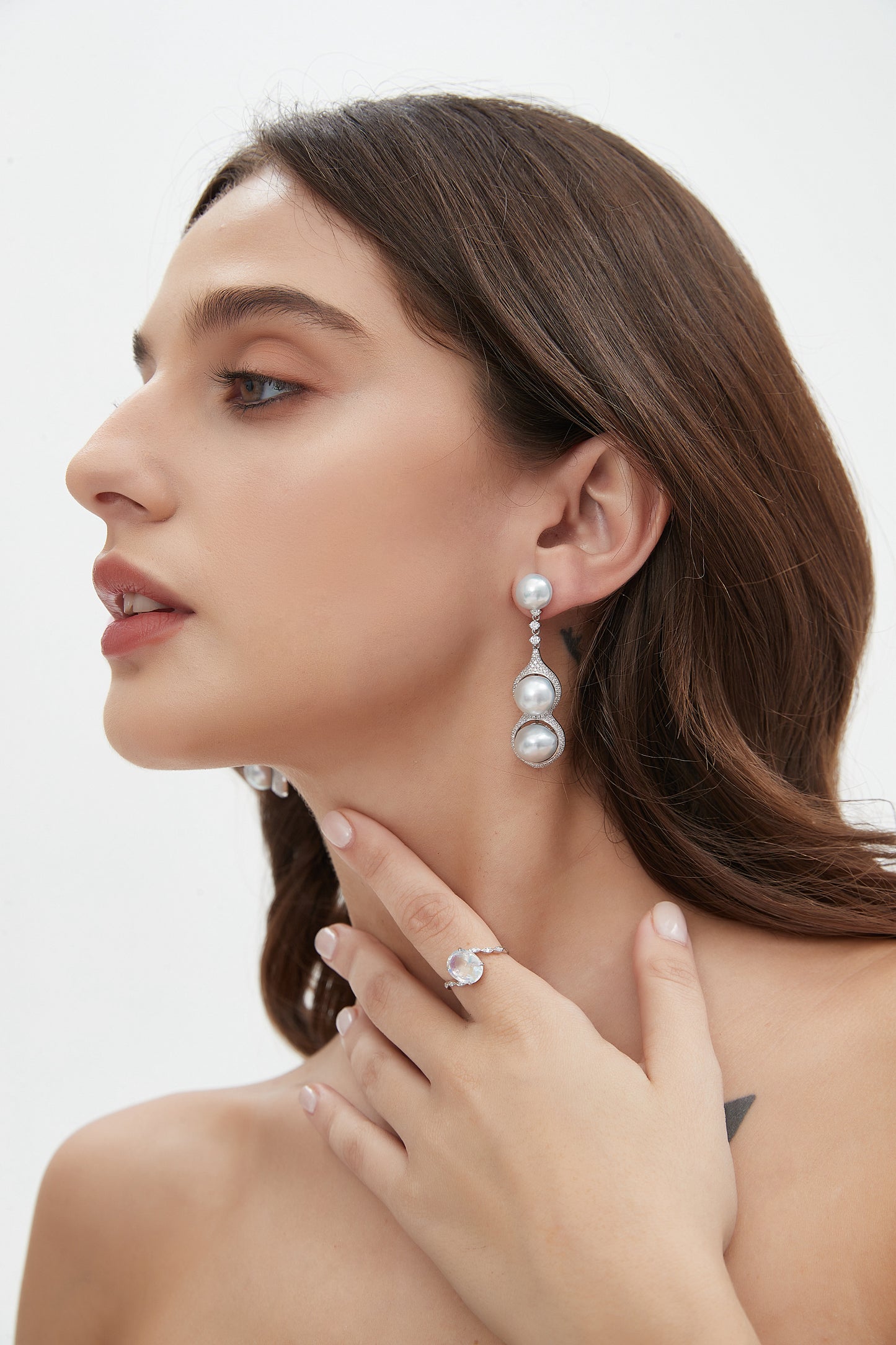 Baroque Seawater Pearl Earrings with Fancy Diamond