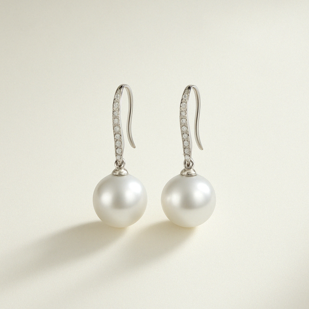 South Sea White Pearl Dangle Earrings