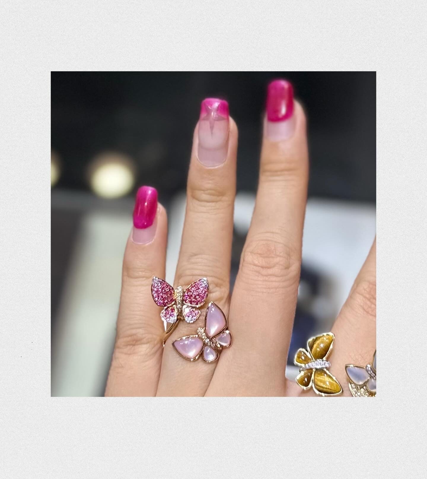 Pink Mother of Pearl Pink Sapphire Fancy Diamond Ring