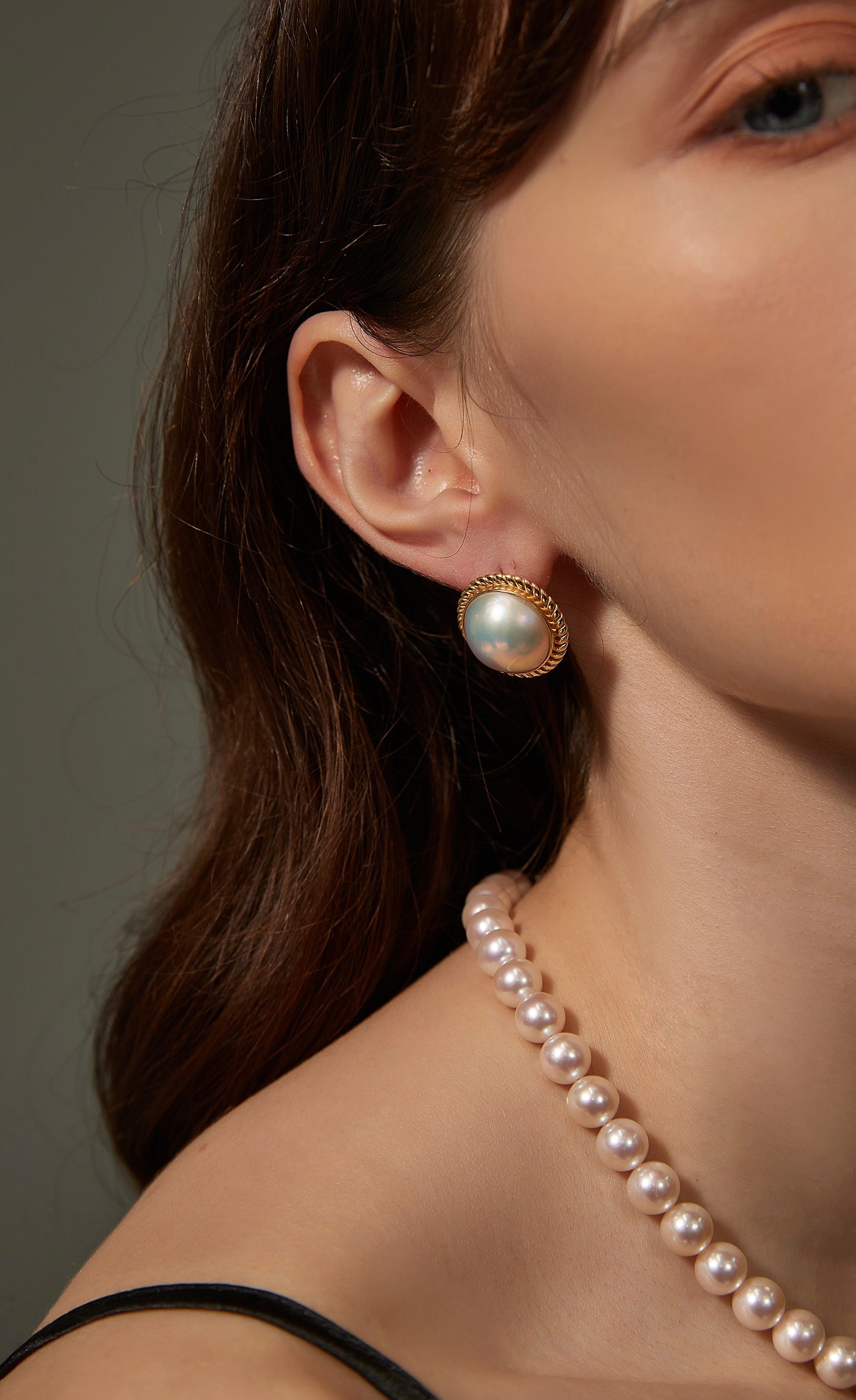 Japanese Mabe Threaded Vintage Pearl Earrings
