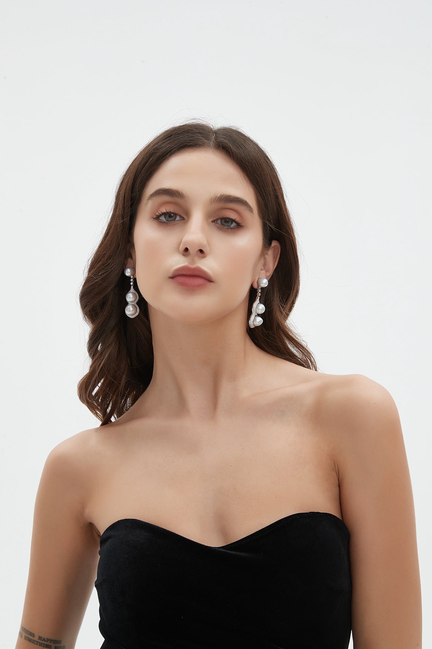 Baroque Seawater Pearl Earrings with Fancy Diamond