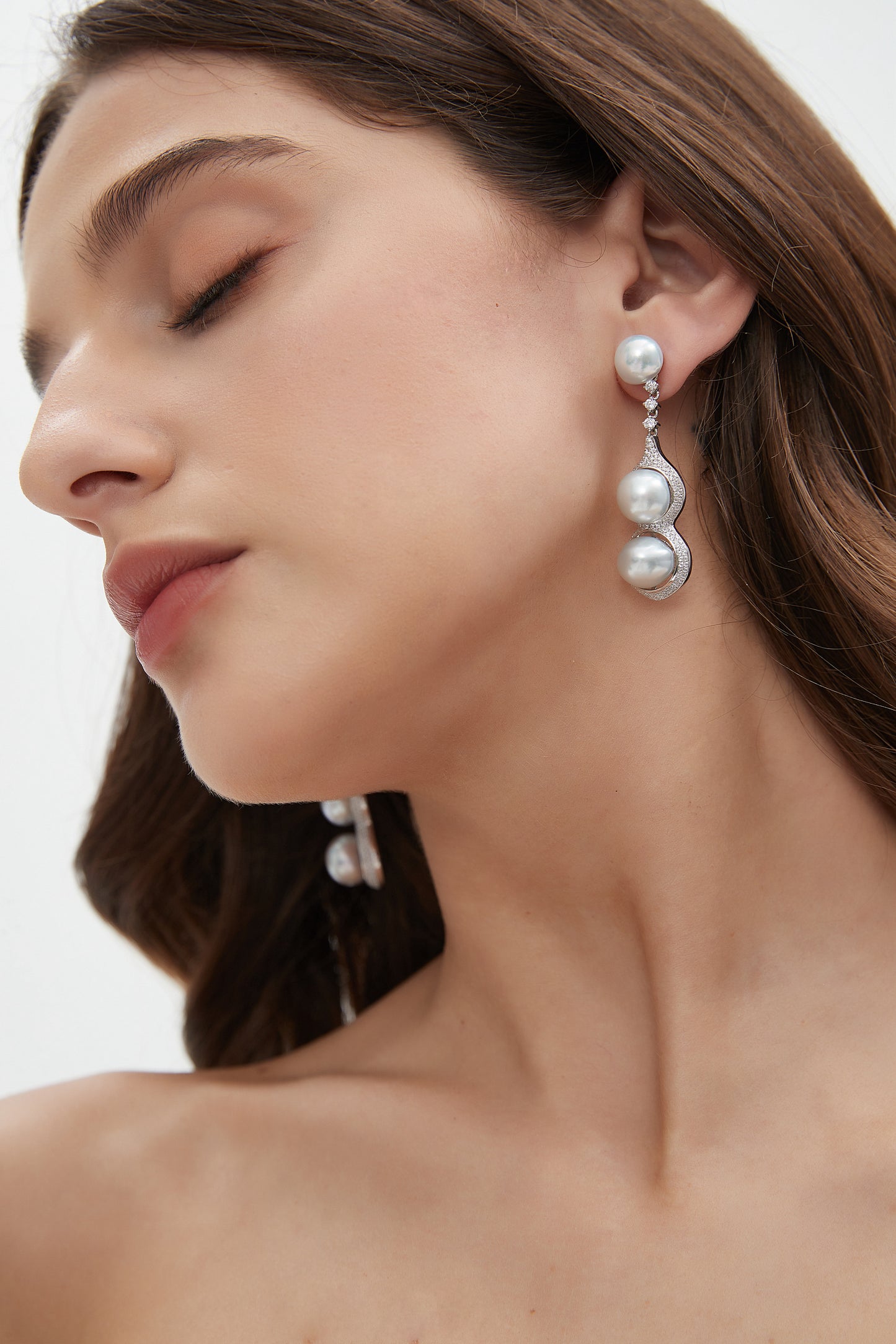 Baroque Seawater Pearl Earrings with Fancy Diamond
