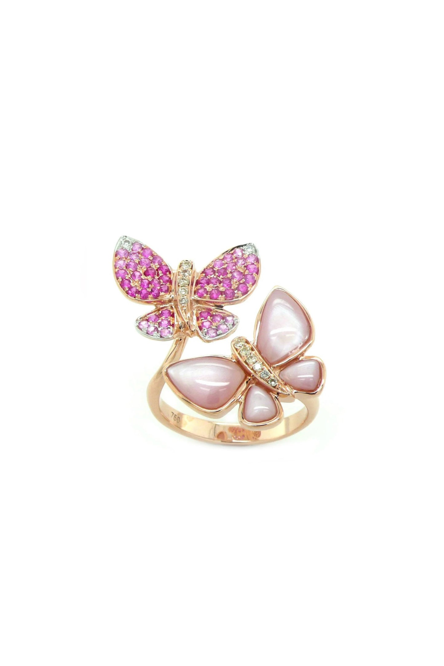 Pink Mother of Pearl Pink Sapphire Fancy Diamond Ring