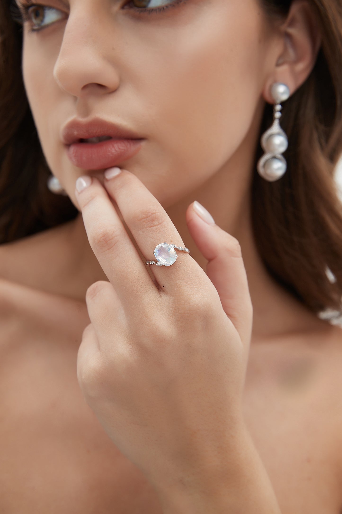 Rainbow Hue Moonstone Ring