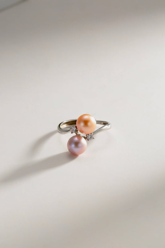 Pink Purple Duo Freshwater Pearl Ring