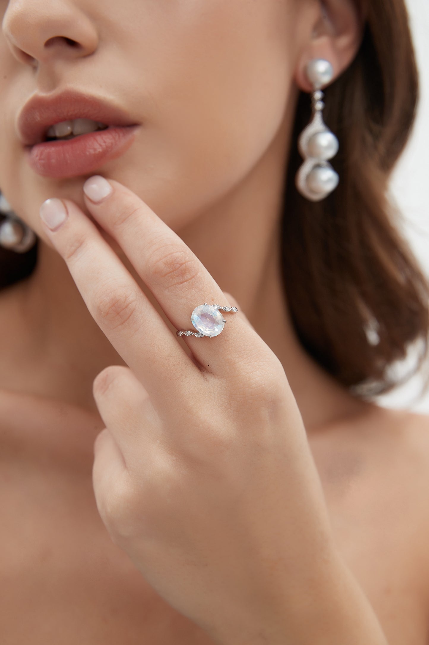 Rainbow Hue Moonstone Ring