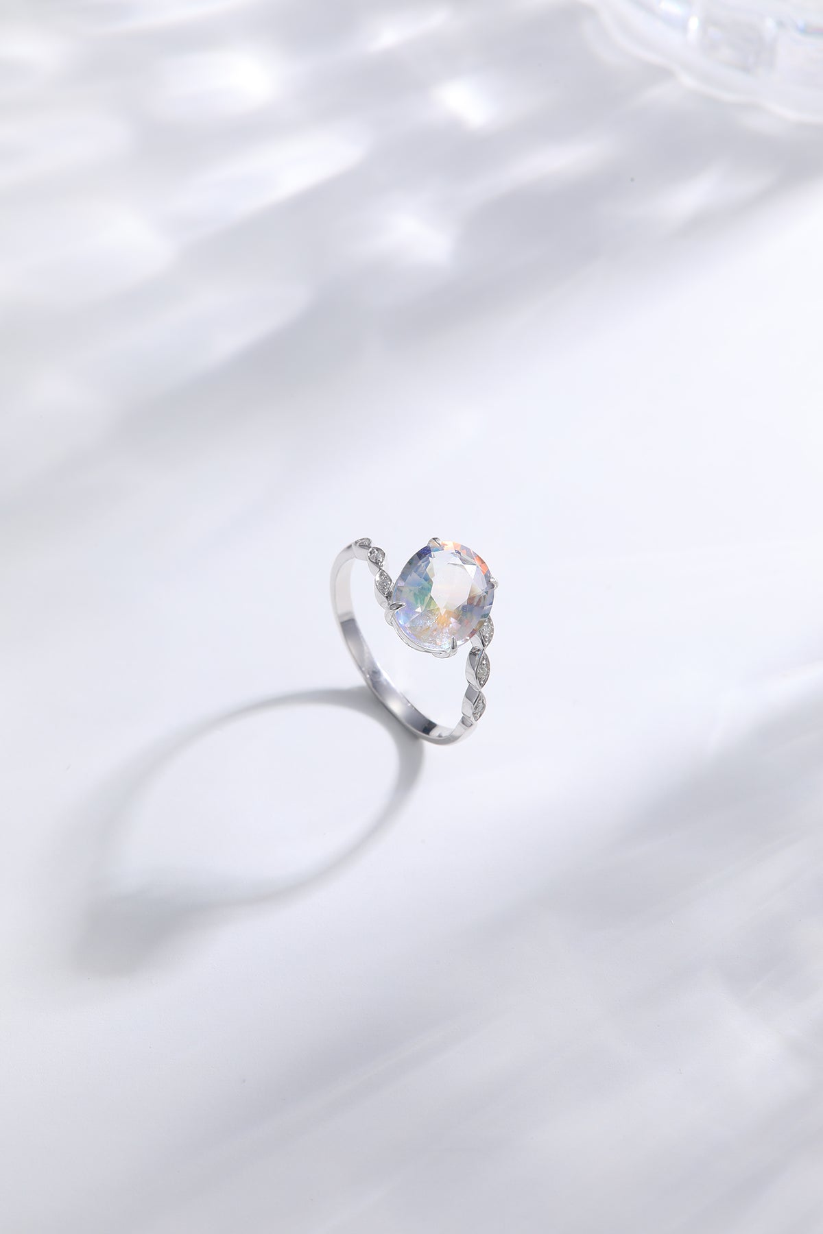 Rainbow Hue Moonstone Ring