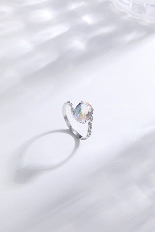 Rainbow Hue Moonstone Ring