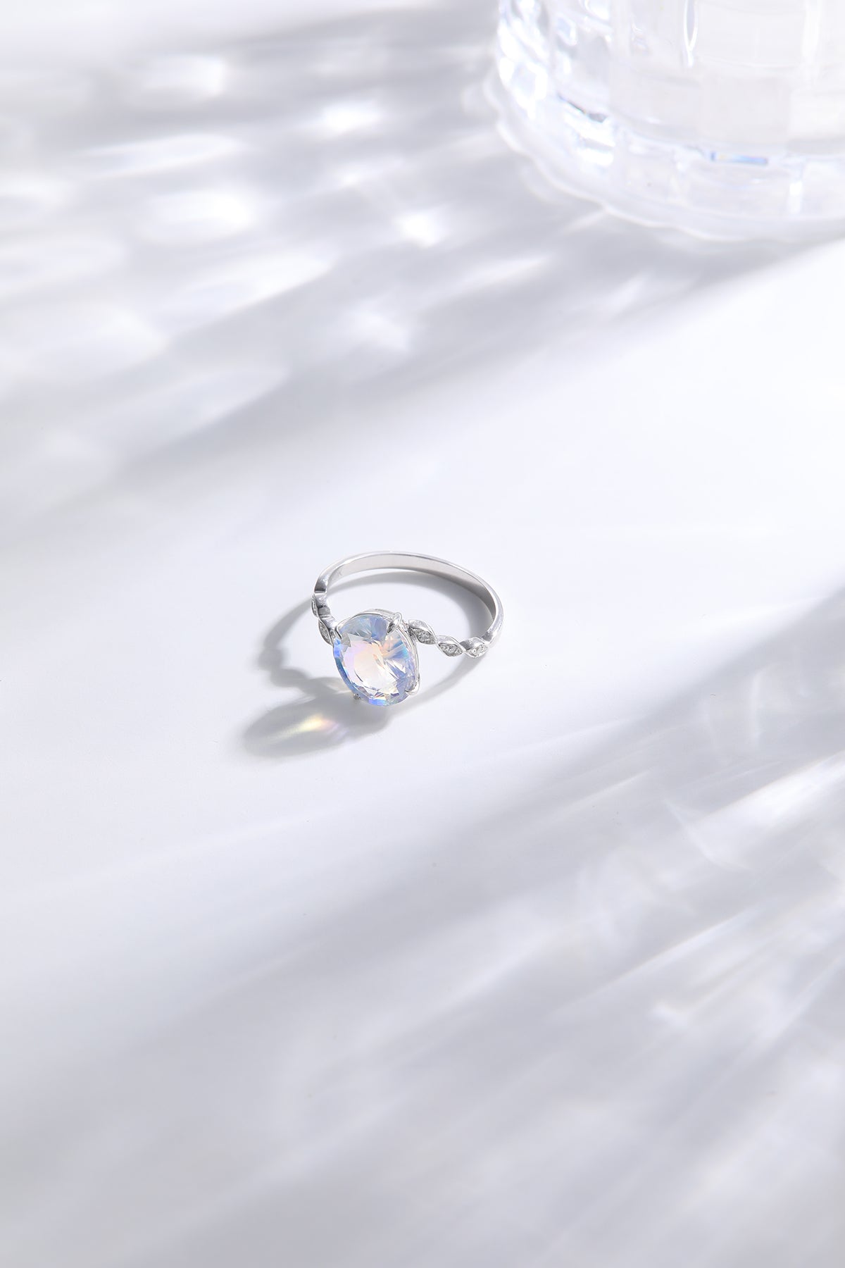 Rainbow Hue Moonstone Ring
