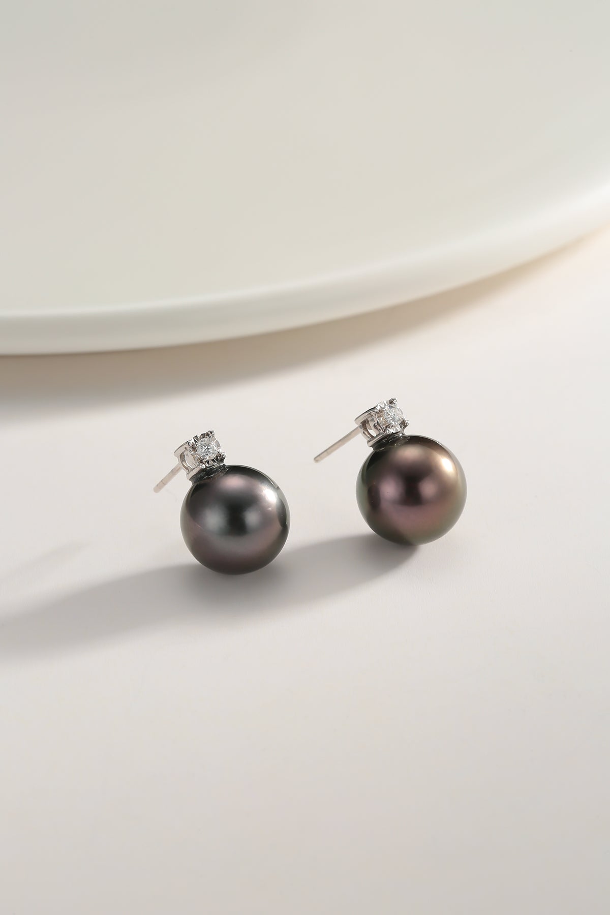 Tahitian Black Pearl Diamond Earrings