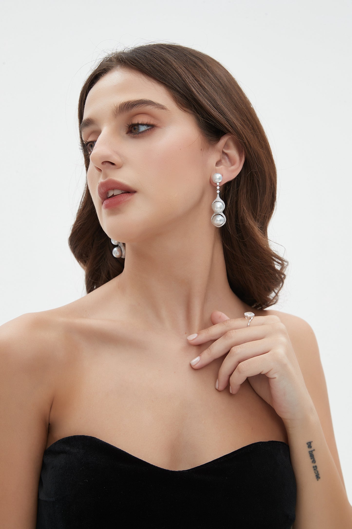 Baroque Seawater Pearl Earrings with Fancy Diamond