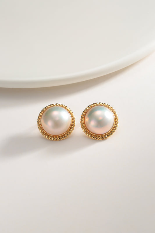 Japanese Mabe Threaded Vintage Pearl Earrings