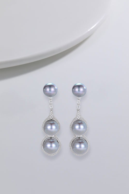 Baroque Seawater Pearl Earrings with Fancy Diamond