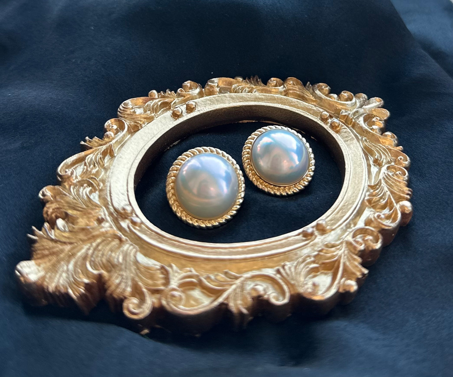 Japanese Mabe Threaded Vintage Pearl Earrings